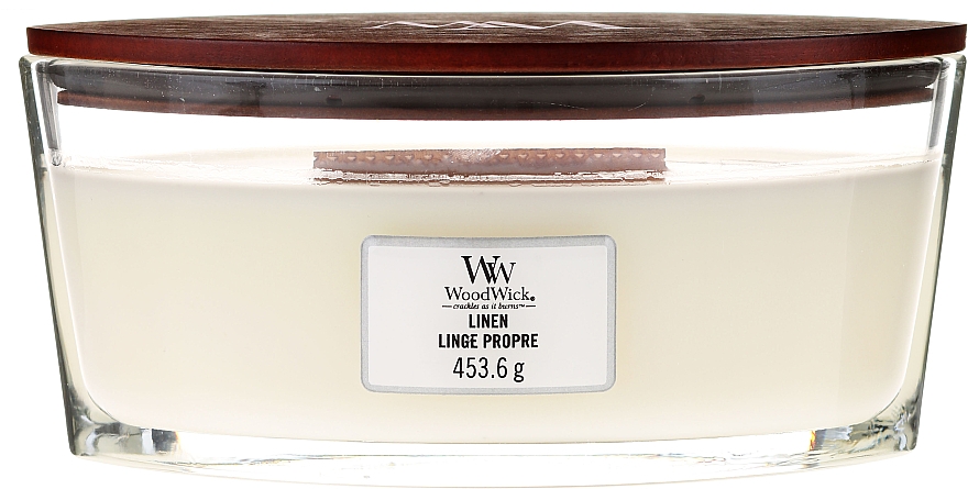 Duftkerze im Glas Linge Propre - Woodwick Hearthwick Flame Ellipse Candle Linen Linge Propre — Bild N1