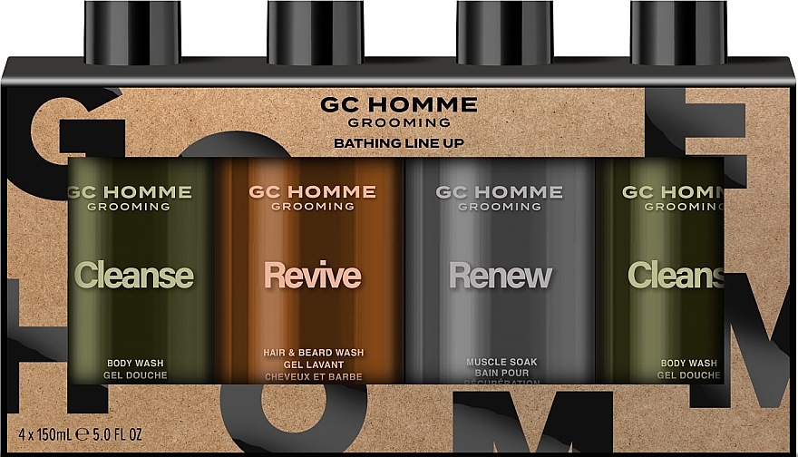 Körperpflegeset - Grace Cole GC Homme Grooming Bathing Line Up (Duschgel 2x150ml + Haar- und Bartwäsche 150ml + Lotion 150ml) — Bild N1