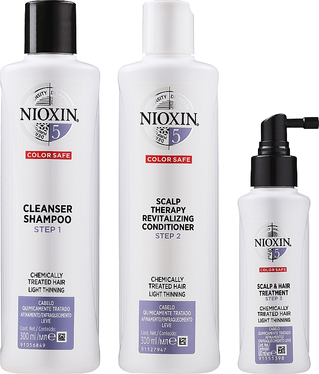 Haarpflegeset - Nioxin Thinning Hair System 5 Starter Kit (Shampoo 300ml + Conditioner 300ml + Maske 100ml) — Bild N2