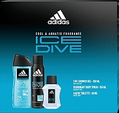 Düfte, Parfümerie und Kosmetik Adidas Ice Dive - Duftset (Eau de Toilette 50 ml + Deospray 150 ml + Duschgel 250 ml) 