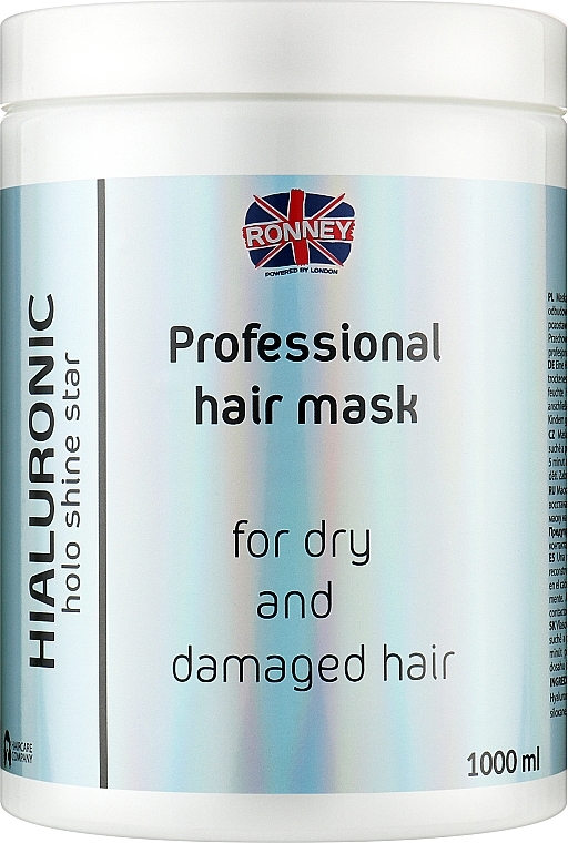 Feuchtigkeitsspendende Maske für trockenes und geschädigtes Haar mit Hyaluronsäure - Ronney Professional Holo Shine Star Hialuronic Mask — Bild N1