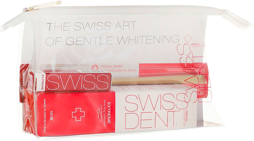 Mundpflegeset - Swissdent Extreme Promo Kit (Zahnpasta 100ml + Mundspülung 9ml + Zahnbürste weich 1St. + Kosmetiktasche) — Bild N1