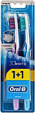 Düfte, Parfümerie und Kosmetik Zahnbürste mittel 3D White violett, blau 2 St. - Oral-B 3D White 40 Medium 1+1