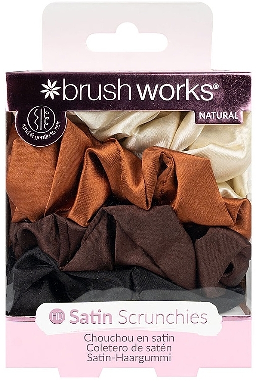 Satin-Haargummi 4 St. - Brushworks Natural Satin Scrunchies  — Bild N1
