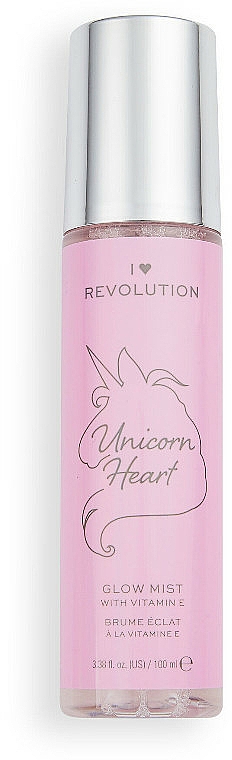 Make-up-Fixierer mit Vitamin E, Vanilleblütenduft und rosafarbenen schimmernden Partikeln - I Heart Revolution Unicorn Heart Glow Mist Setting Spray — Bild N2