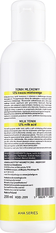 Tonikum mit 12% Milchsäure - Jadwiga Seria Aha Milk Toner (ohne Spender)  — Bild N2