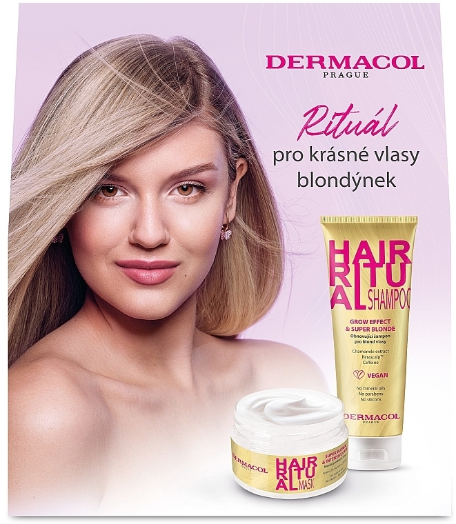 Haarpflegeset - Dermacol Hair Ritual Grow & Super Blonde (Shampoo 250ml + Haarmaske 200ml) — Bild N1