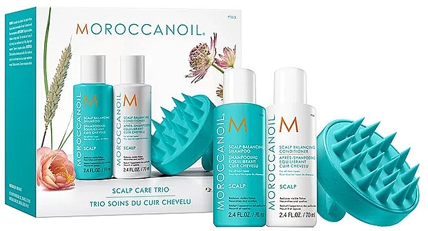 Set - MoroccanOil Scalp Care Trio (shm/70ml + h/cond/70ml + scalp/brush/1pc) — Bild N1