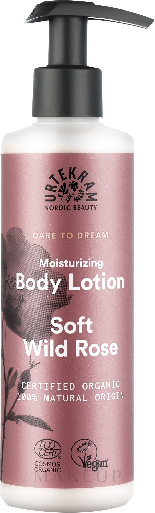 Feuchtigkeitsspendende Körperlotion mit Sheabutter, Aprikosen- und Jojobaöl und Wildrosenduft - Urtekram Soft Wild Rose Body Lotion — Bild 245 ml