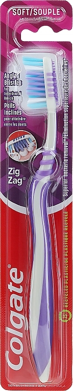 Zahnbürste weich grau-lila - Colgate ZigZag Soft  — Bild N1