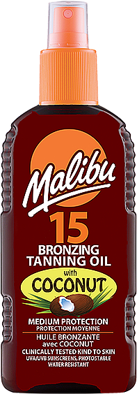 Bronzierendes Bräunungsöl-Spray mit Kokosnuss SPF 15 - Malibu Bronzing Tanning Oil With Coconut SPF 15 — Bild N1