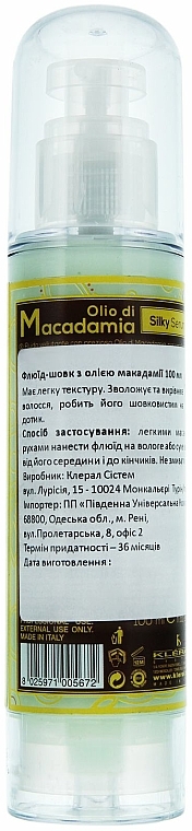 Fluid-Seide und Macadamiaöl - Kleral System Olio Di Macadamia Silky Serum — Bild N2