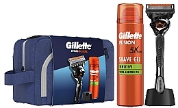 Düfte, Parfümerie und Kosmetik Set - Gillete Proglide (Duschgel/200 ml + Rasiergel/1 St. + Rasierer/1 St. + Kosmetiktasche + Stand/1 St.)