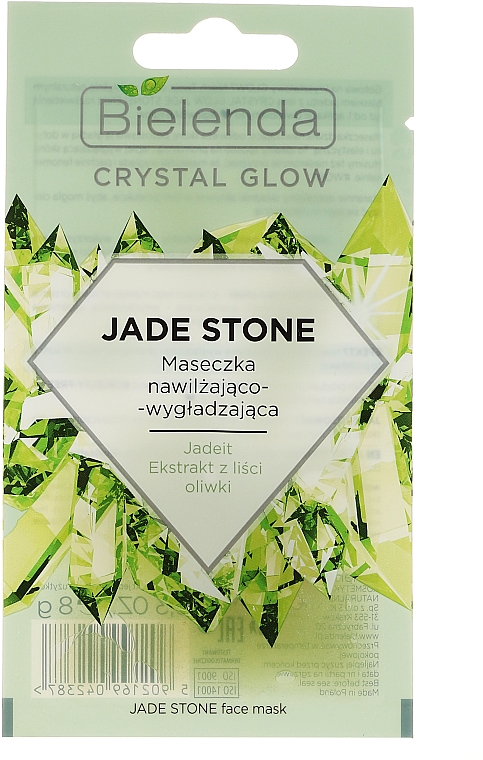 Feuchtigkeitsspendende und glättende Gesichtsmaske mit Jadeit und Olivenblattextrakt - Bielenda Crystal Glow Jade Stone Face Mask — Bild N1