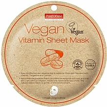 Düfte, Parfümerie und Kosmetik Aufhellende und feuchtigkeitsspendende Tuchmaske für das Gesicht mit Vitaminen, Mandarine und Zitrone - Purederm Vegan Sheet Mask Vitamin