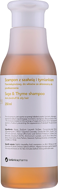 Anti-Schuppen Shampoo mit Salbei und Thymian für fettiges Haar - Botanicapharma Sage & Thyme Shampoo — Bild N1