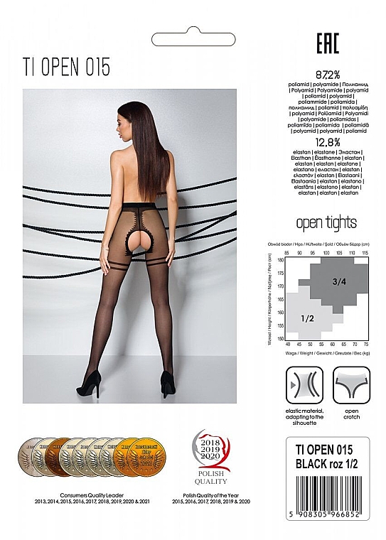 Erotische Strumpfhose mit Ausschnitt Tiopen 015 20 Den black - Passion — Bild N2