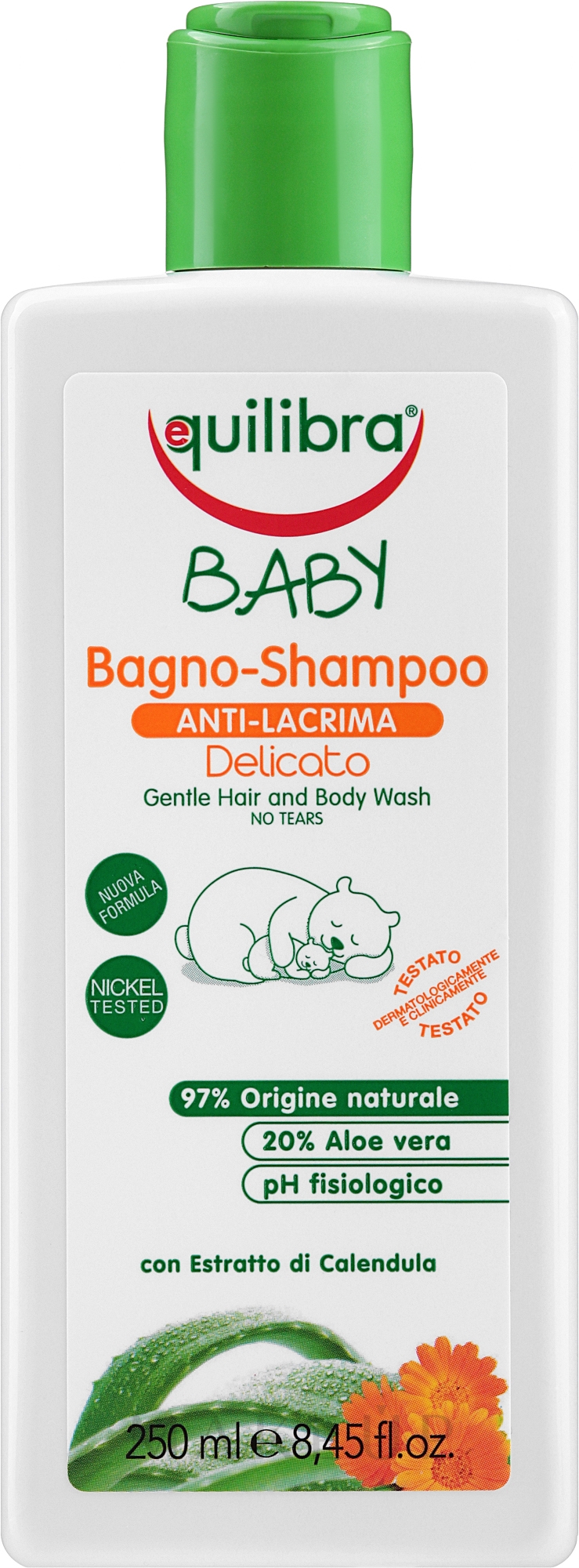 Equilibra Baby Hair and Body Wash - Mildes Babyshampoo für Körper und Haare mit Aloe Vera  — Foto 250 ml