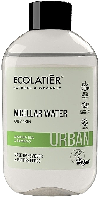Mizellenwasser zum Abschminken mit Matcha-Tee und Bambus - Ecolatier Urban Micellar Water — Bild N1