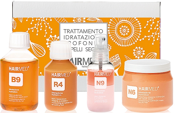 Haarpflegeset - Hairmed Moisturizing Treatment Kit (Haarshampoo 200ml + Haarfluid 100ml + Haarmaske 250ml + Haarspray 100ml) — Bild N1