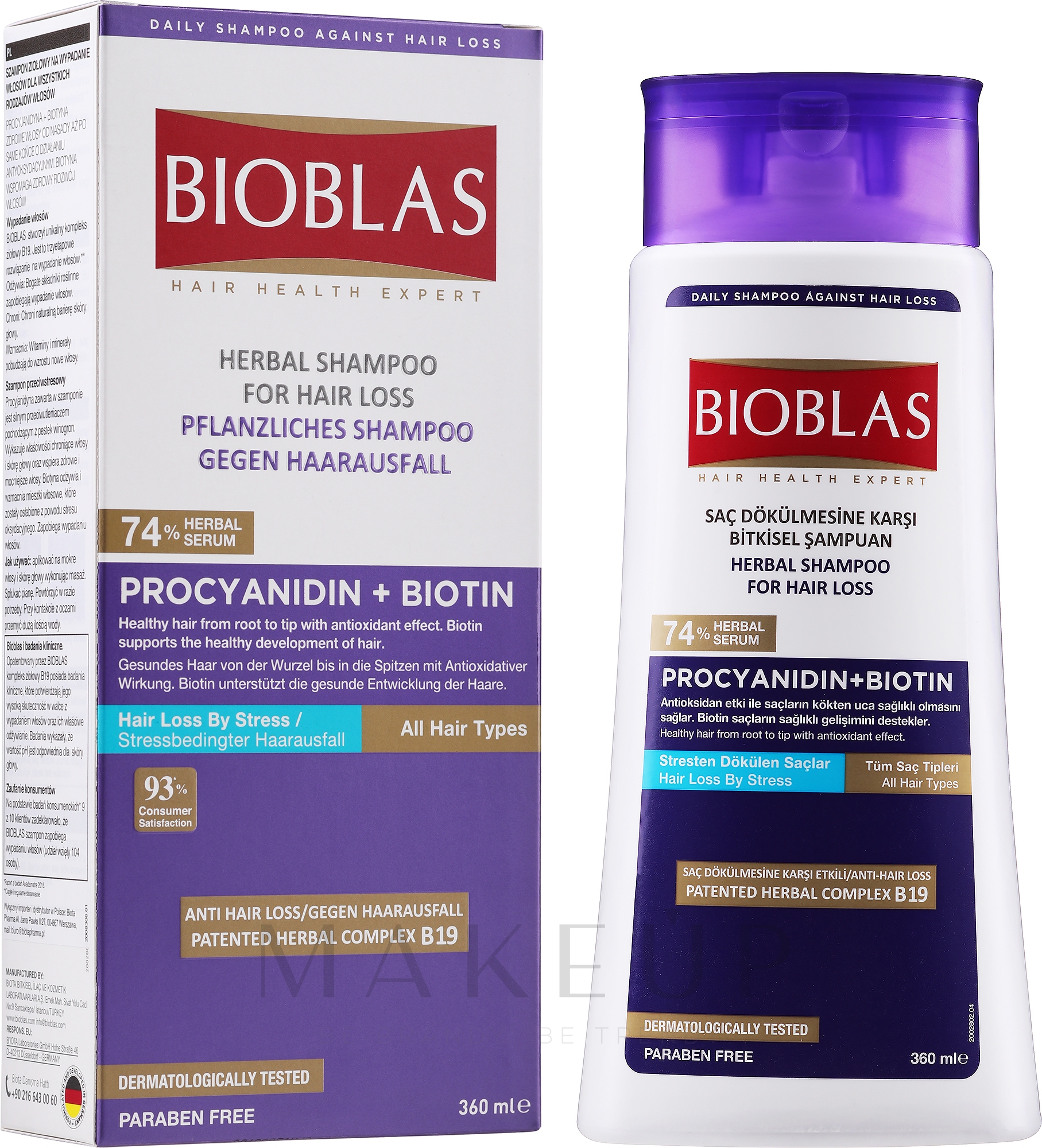 Shampoo gegen intermittierenden und starken Haarausfall - Bioblas Procyanidin Anti Stress Shampoo — Bild 360 ml