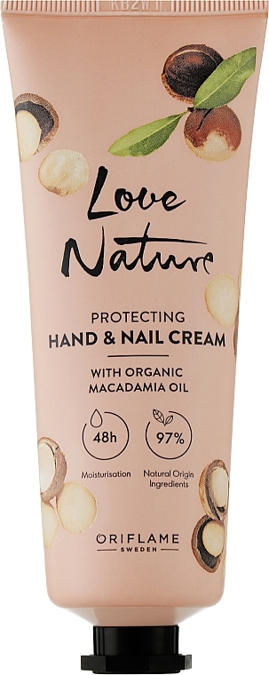 Schützende Hand- und Nagelcreme mit Macadamiaöl - Oriflame Love Nature Caring Hand & Nail Cream With Organic Macadamia Oil — Bild N1