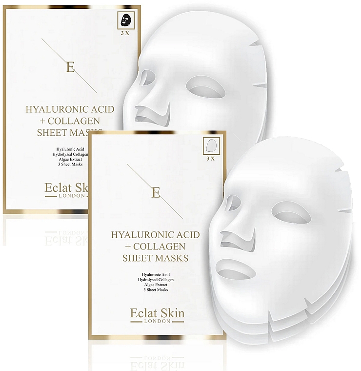 Gesichtspflegeset - Eclat Skin London Hyaluronic Acid & Collagen (Gesichtsmaske 2x3 St.) — Bild N1