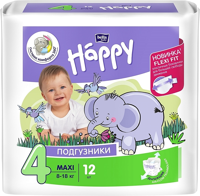 Babywindeln 8-18 kg Größe 4 12 St. - Bella Baby Happy Maxi — Bild N1