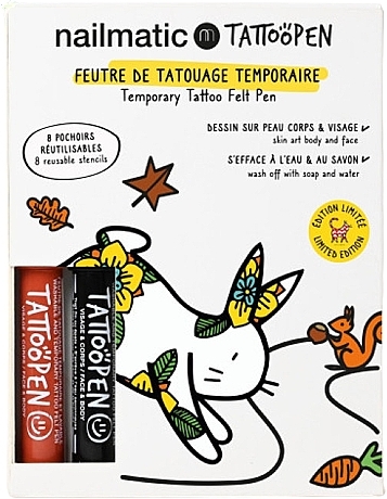 Set für temporäre Tattoos - Nailmatic Tattopen Duo Set The Rabbit By Ami Imaginaire  — Bild N1