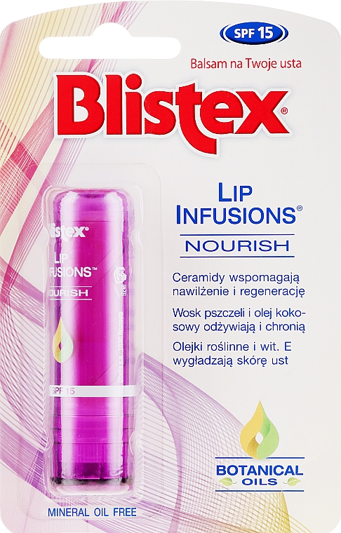 Pflegender Lippenbalsam mit Pflanzenölen und Vitamin E - Blistex Lip Infusions Nourish SPF15 — Bild N1