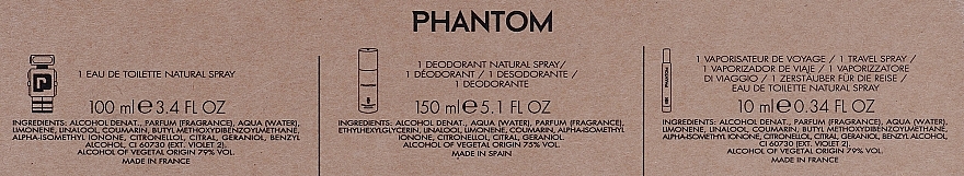 Paco Rabanne Phantom - Duftset (Eau de Toilette 100ml + Eau de Toilette 10ml + Deodorant 150ml)  — Bild N3