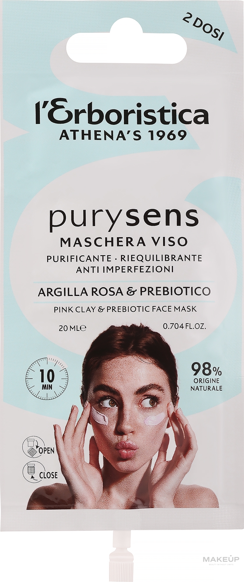 Rosa-Lehm-Gesichtsmaske (Mini) - Athena's Erboristica Purysens Pink Clay Face Mask — Bild 20 ml