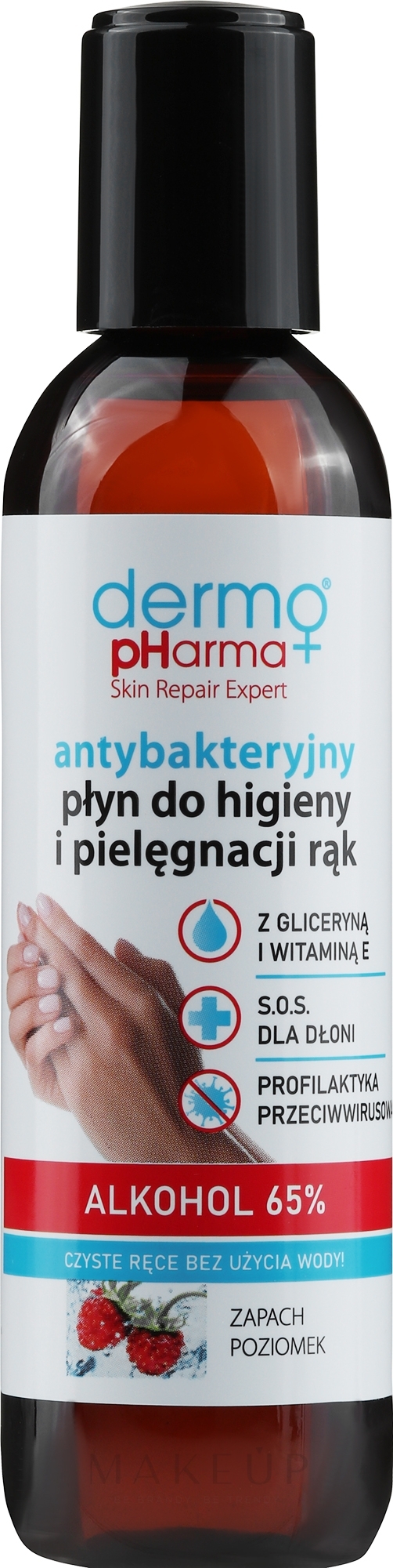 Antibakterielle Flüssigkeit für Handpflege und Hygiene Erdbeeren - Dermo Pharma Antibacterial Liquid Alkohol 65% — Bild 100 ml