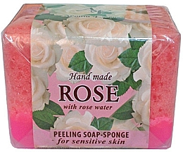 Düfte, Parfümerie und Kosmetik Handgemachte Peeling-Seife mit Rosenwasser - Aroma Essence Peeling Soap Sponge "White Rose"