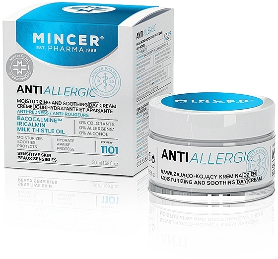 Feuchtigkeitsspendende und beruhigende Tagescreme Anti-Rötungen №1101 - Mincer Pharma Anti Allergic 1101 Face Cream — Bild N1