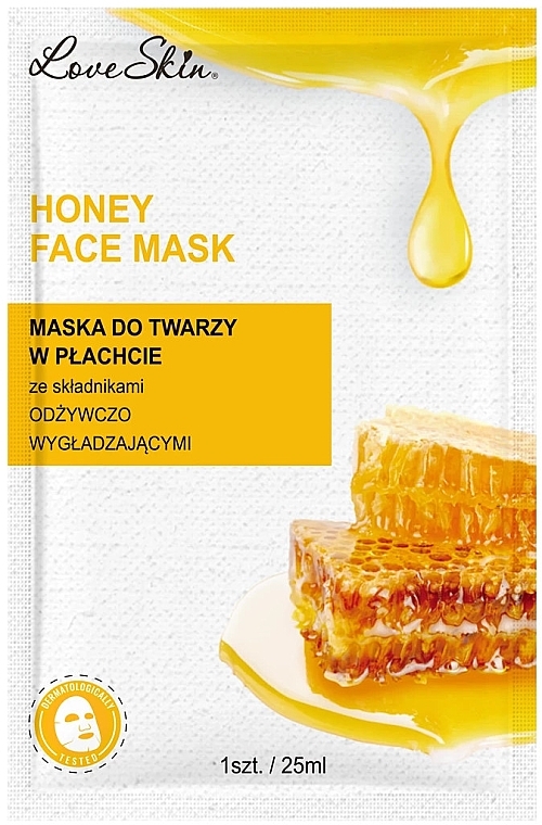 Tuchmaske für das Gesicht mit Honigextrakt und Hyaluronsäure - Love Skin Honey Face Mask  — Bild N1