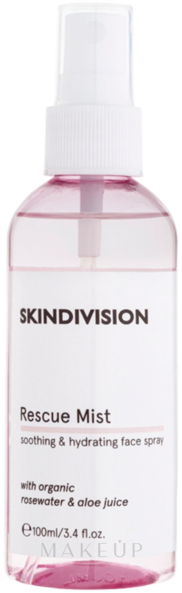 Beruhigender und feuchtigkeitsspendender Gesichtsnebel mit Bio Rosenwasser und Aloesaft - SkinDivision Face Rescue Mist — Foto 100 ml