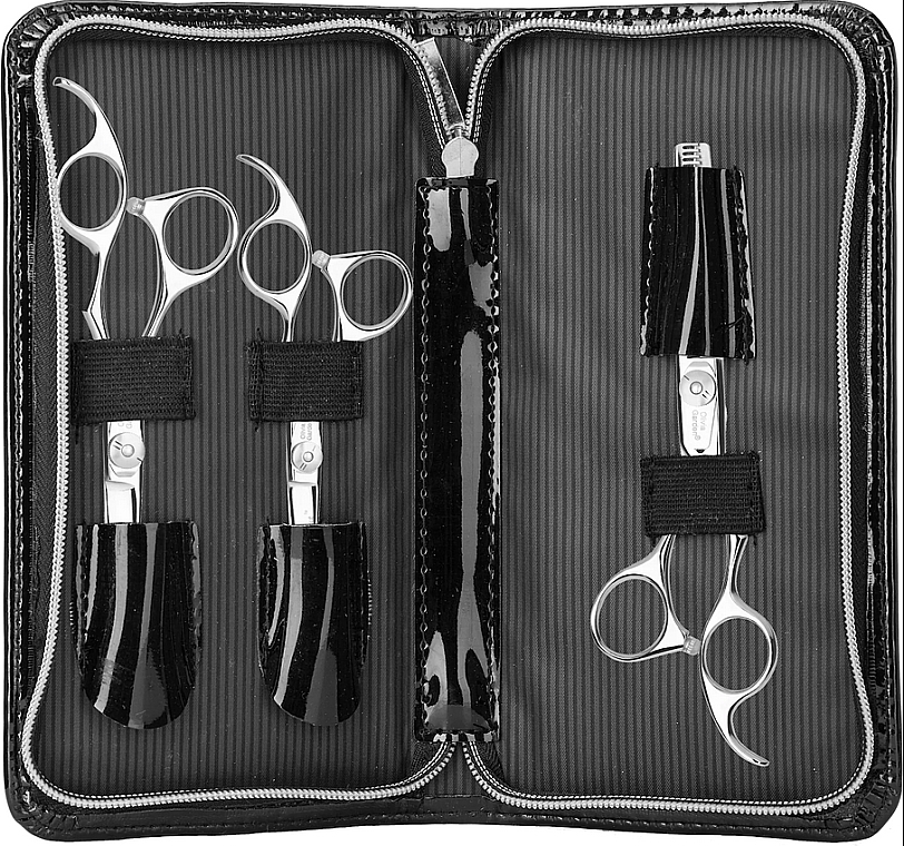 Scherenset im schwarzen Etui - Olivia Garden SilkCut Right Handed Scissors 500 + 575 + 635 Black Pouch — Bild N1