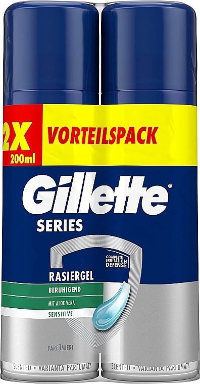 Set - Gillette Series Sensitive Skin Shave Gel For Men Duo (shave/gel/2x200ml) — Bild N1