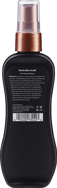 Bräunungsspray-Gel mit Bronzer SPF 15 - Australian Gold Spray Gel Sunscreen with Instant Bronzer SPF 15 PA +++ — Bild N2