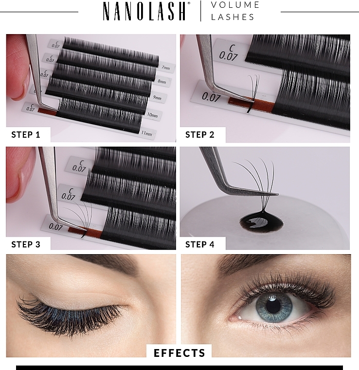 Falsche Wimpern C 0.10 (11 mm) - Nanolash Volume Lashes — Bild N7