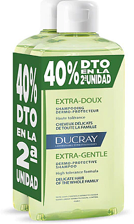 Set - Ducray Cheveux Delicats Extra-Doux Shampooing Dermo-Protecteur (sham/2x400ml) — Bild N1