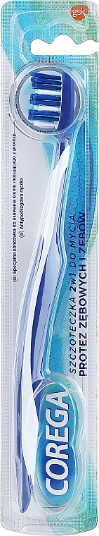 2in1 Zahn- & Prothesenbürste blau-weiß - Corega — Bild N1