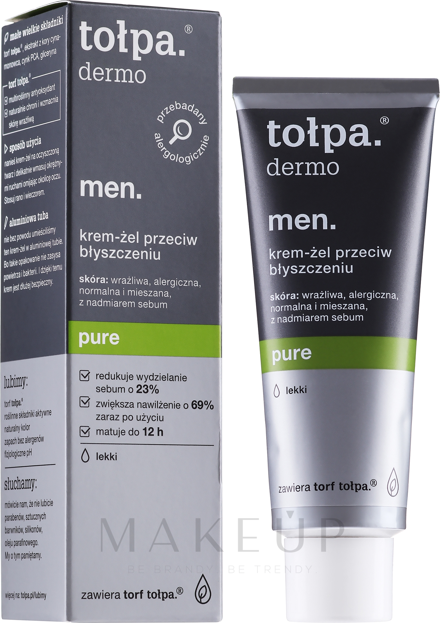 Feuchtigkeitsspendendes Gesichtscreme-Gel - Tolpa Dermo Men Pure Cream — Bild 40 ml