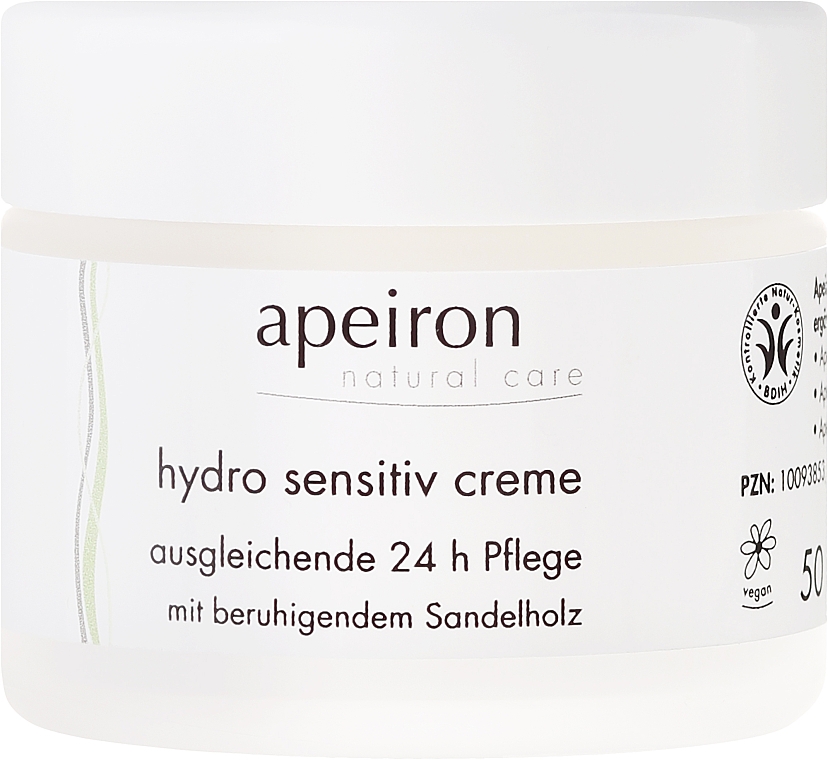 Ausgleichende Gesichtscreme mit beruhigendem Sandelholz für sensible, gereizte und Mischhaut - Apeiron Hydro Sensitiv Cream 24h — Bild N2