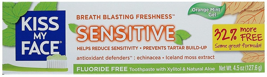 Zahnpasta für empfindliche Zähne - Kiss My Face Sensitive Toothpaste with Organic Aloe Vera Gel — Bild N1