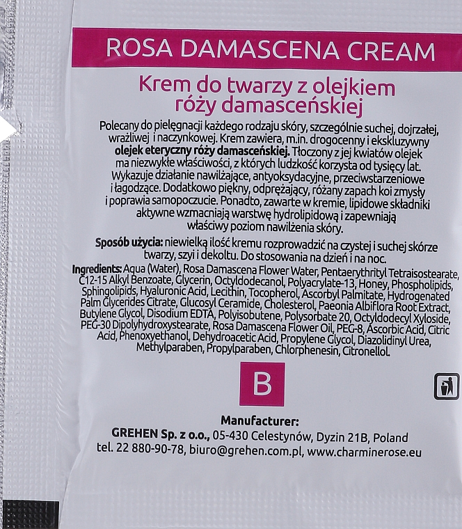 Gesichtscreme mit Damaszener-Rosenöl - Charmine Rose Rosa Damascena Cream (Probe)  — Bild N2