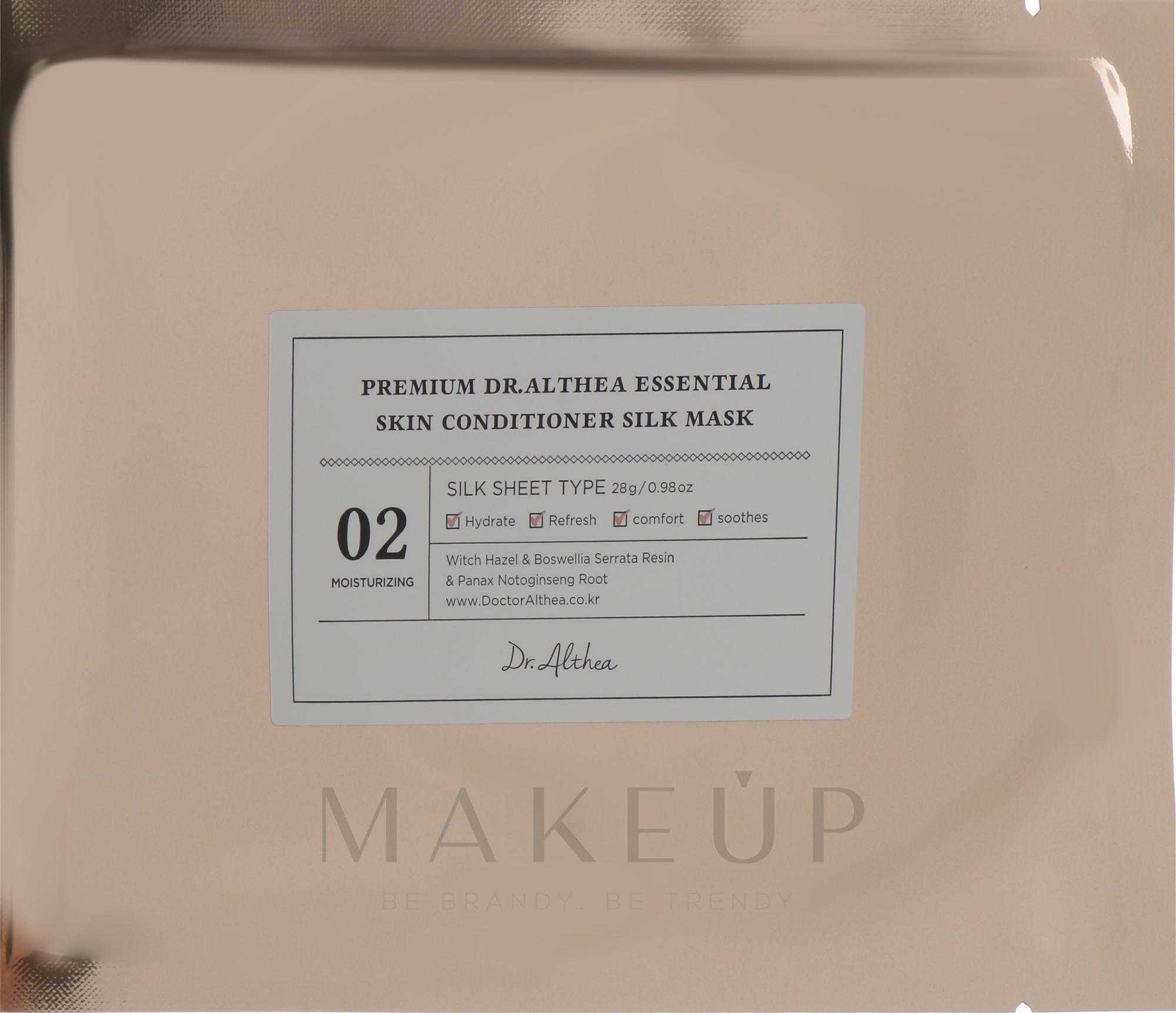 Beruhigende und pflegende Tuchmaske für empfindliche und gereizte Haut mit Hamamelis - Dr. Althea Essential Skin Conditioner Silk Mask — Bild 28 g