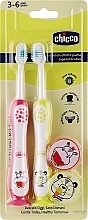 Zahnbürsten-Set mit Schutzkappe 3-6 Jahre rosa, gelb - Chicco Milk Teeth (toothbrush/2pcs)  — Bild N1