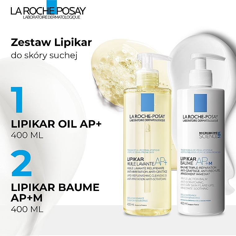 La Roche-Posay Lipikar (Reinigungsöl 400 ml + Körperbalsam 400 ml) - Set für trockene Haut — Bild N2